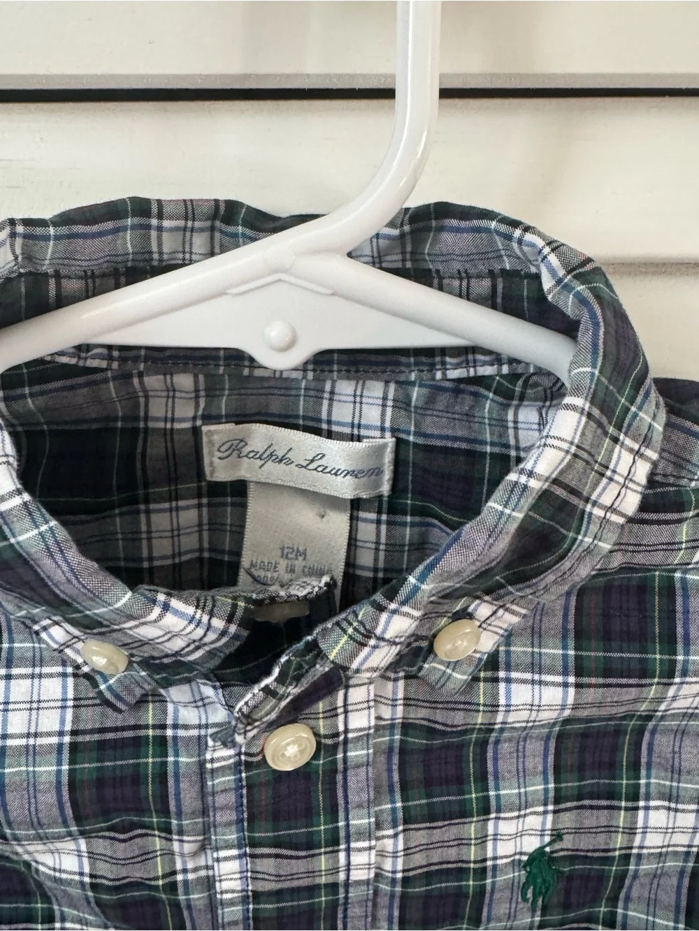12 Month  Polo Ralph Lauren Green Plaid Button-Down Shirt